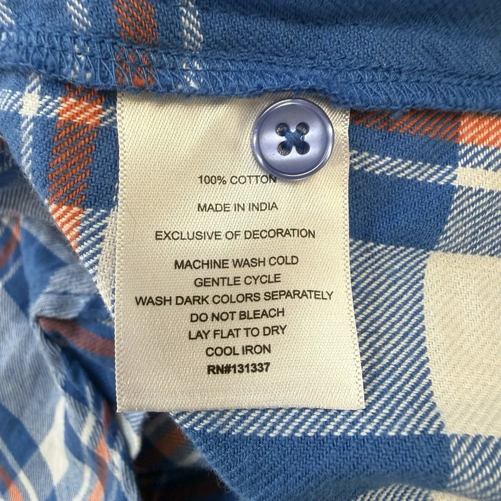 Florida Gators Monogram Flannel Shirt Orange‎ Blue Plaid Size Medium Long Sleeve